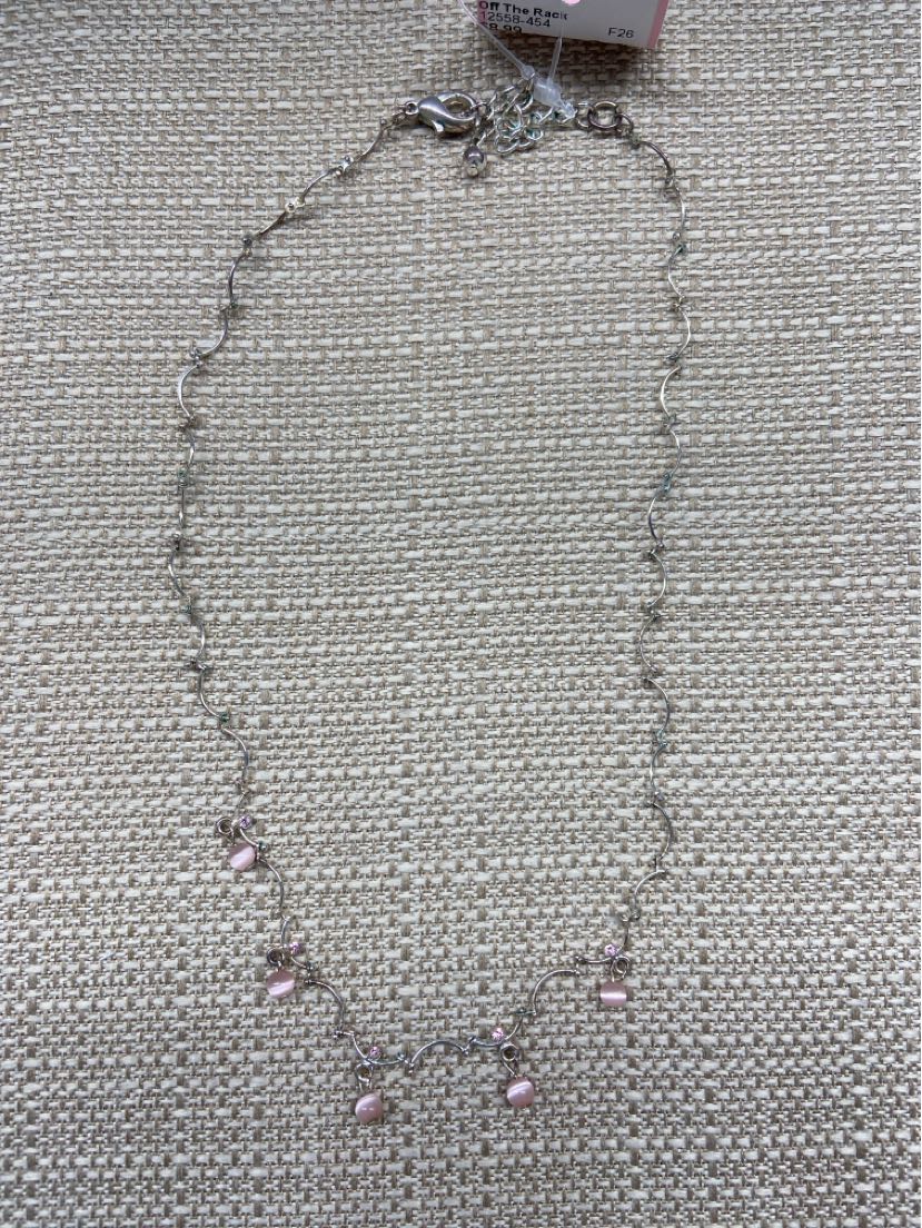 Silver Pink Bead Necklace