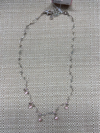 Silver Pink Bead Necklace