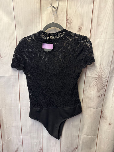 Shinestar Women's Size L Black Lace Floral Bodysuit