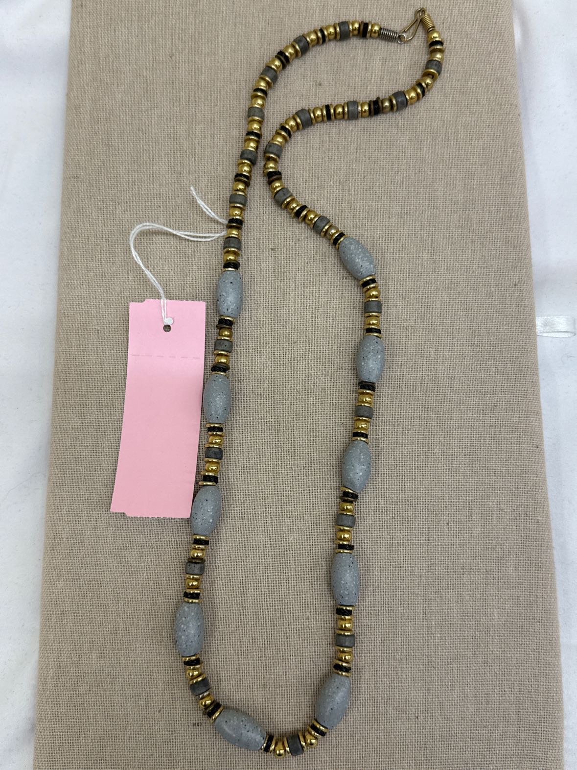 gold & Gray Beaded Necklace