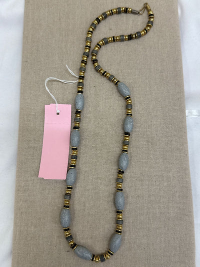 gold & Gray Beaded Necklace