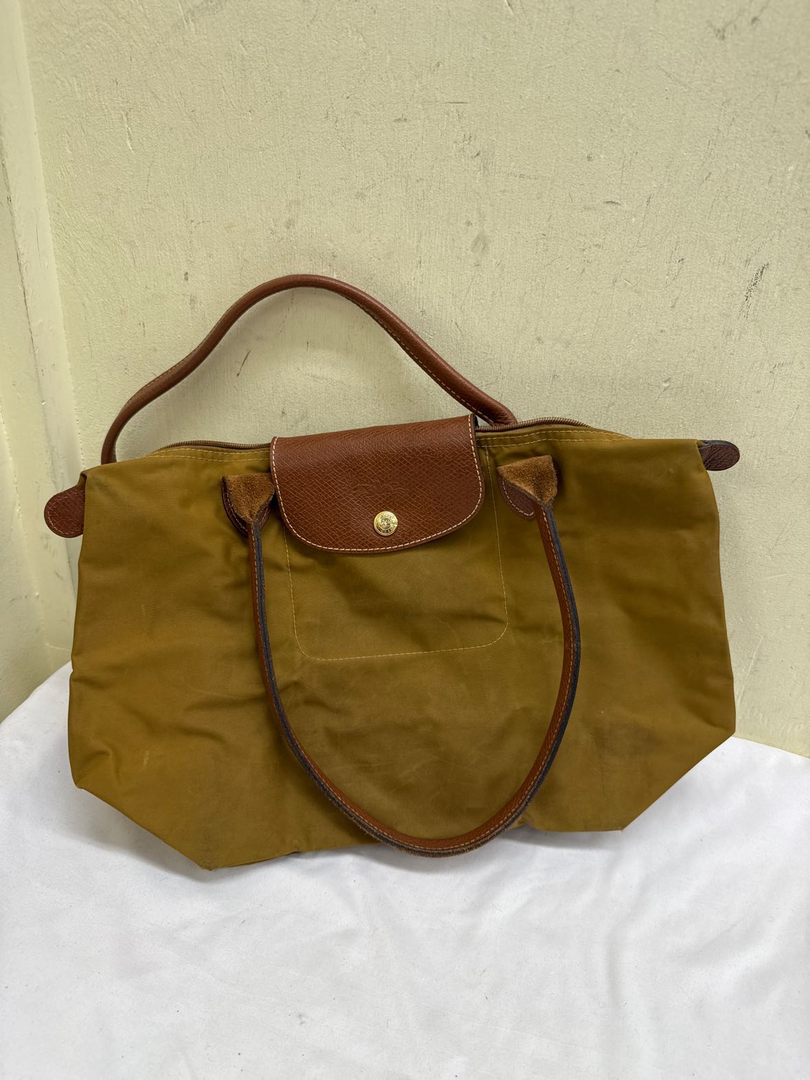 Longchamp  Le Pliage Brown Tote Bag AS IS - marks on outside & inside of bag