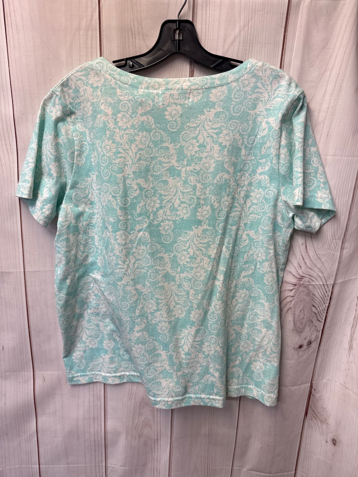 Shenanigans Women's Size L Blue Floral Short Sleeve Top