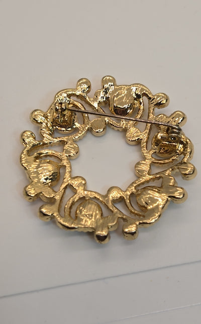 Gold Rhinestone Brooch Pin