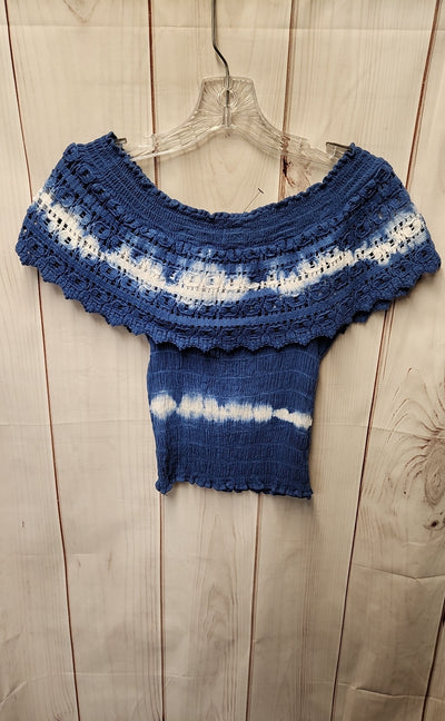 NWT Seaspice Women's Size M Blue Knit Short Sleeve Top