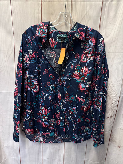 NWT Talbots Women's Size L Petite Navy Long Sleeve Top