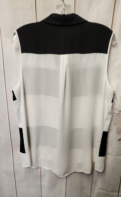 Chico's Women's Size 2 = US L Black & White Sleeveless Top