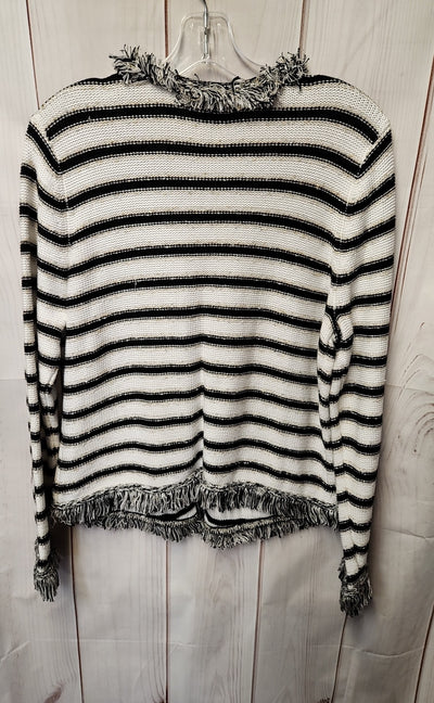 Cache Women's Size L White & Black Cardigan