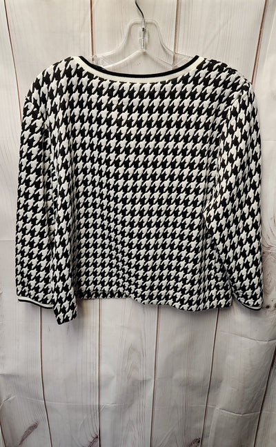 Kensie Women's Size XL White & Black 3/4 Sleeve Top