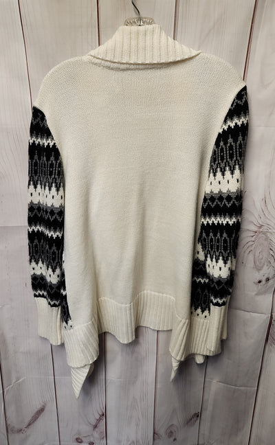 Fashion Bug Women's Size L White & Black Cardigan