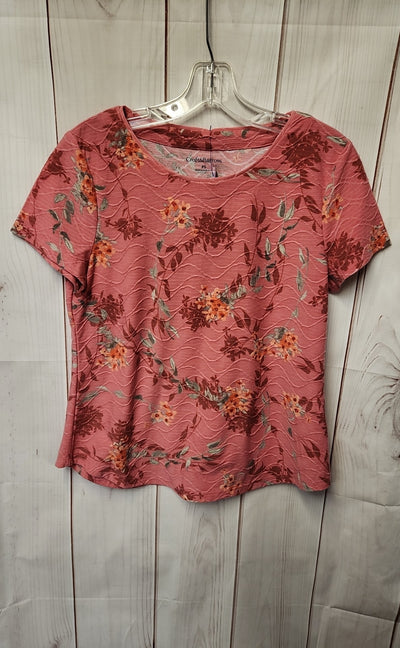 Croft & Barrow Women's Size S Petite Pink Floral Short Sleeve Top