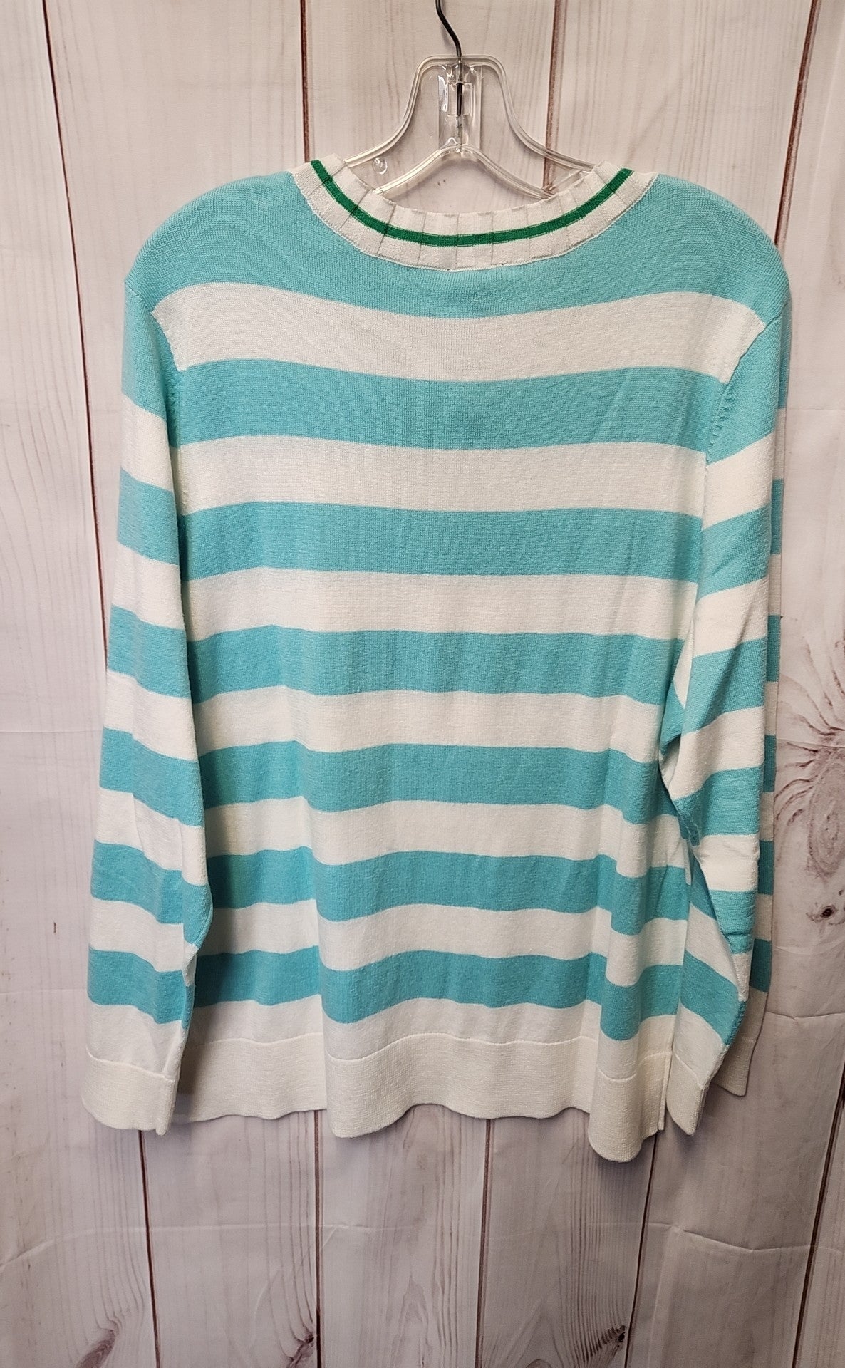 Talbots Women's Size 2X White & Blue Sweater
