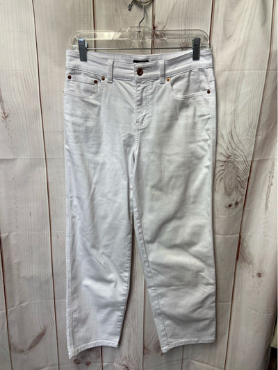 Talbots Women's Size 27 (3-4) White Jeans High Waist Straight Ankle Jean