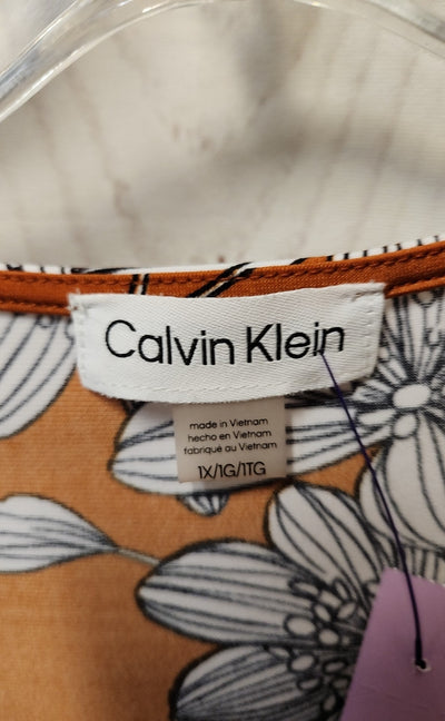 Calvin Klein Women's Size 1X Orange Short Sleeve Top