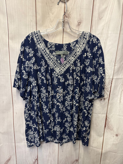 Berkley Jensen Women's Size XXL Navy Floral Short Sleeve Top