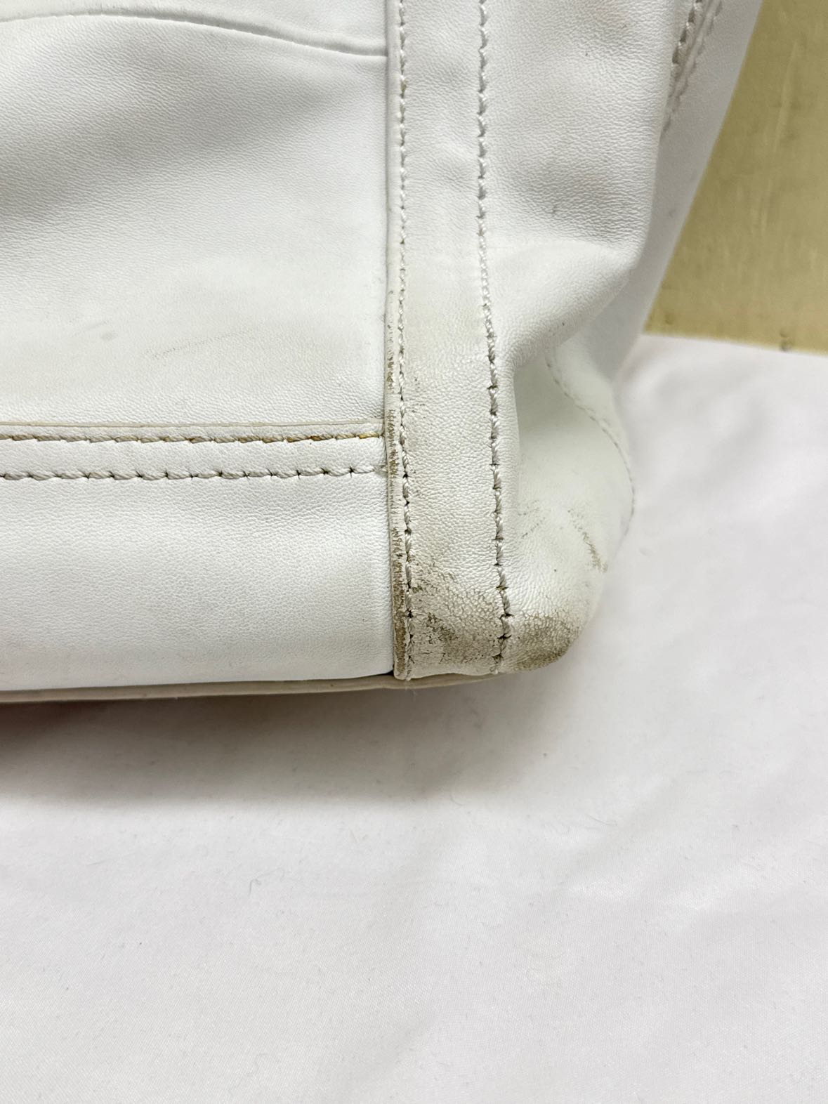 Frye White Leather Purse Bag AS IS - marks on front & back