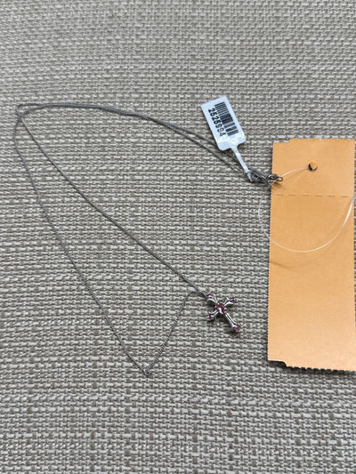 .925 Sterling Silver Pink Stones Cross Necklace