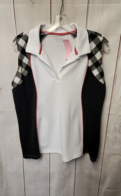 Izod Women's Size L White & Black Sleeveless Top
