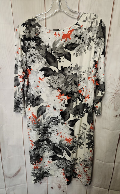 J Jill Women's Size M Gray Floral Dress