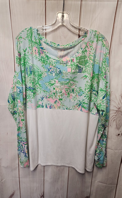 Lilly Pulitzer Women's Size XXL Green Print 3/4 Sleeve Top