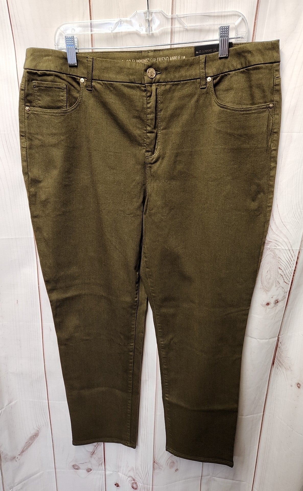 NWT Chico's Women's Size 3 = US 16 Olive Green Pants Girlfriend Ankle