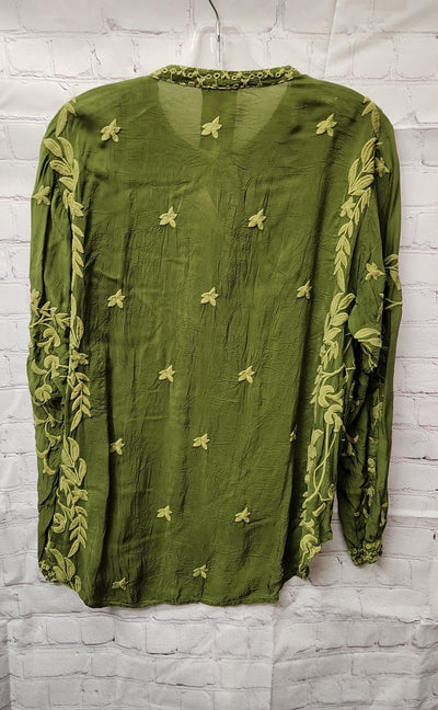 Johnny Was Women's Size M Green Floral Long Sleeve Top