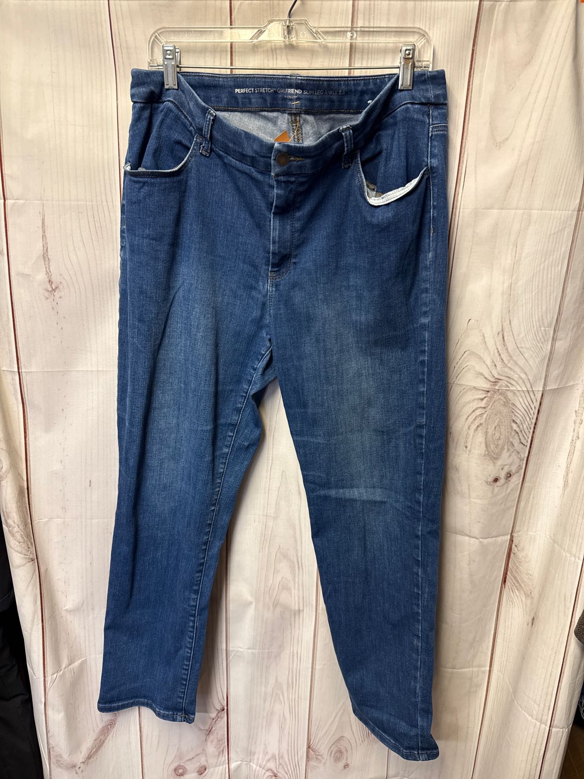 Chico's Women's Size 14 Blue Jeans Perfect Stretch Girlfriend Slim Leg Ankle