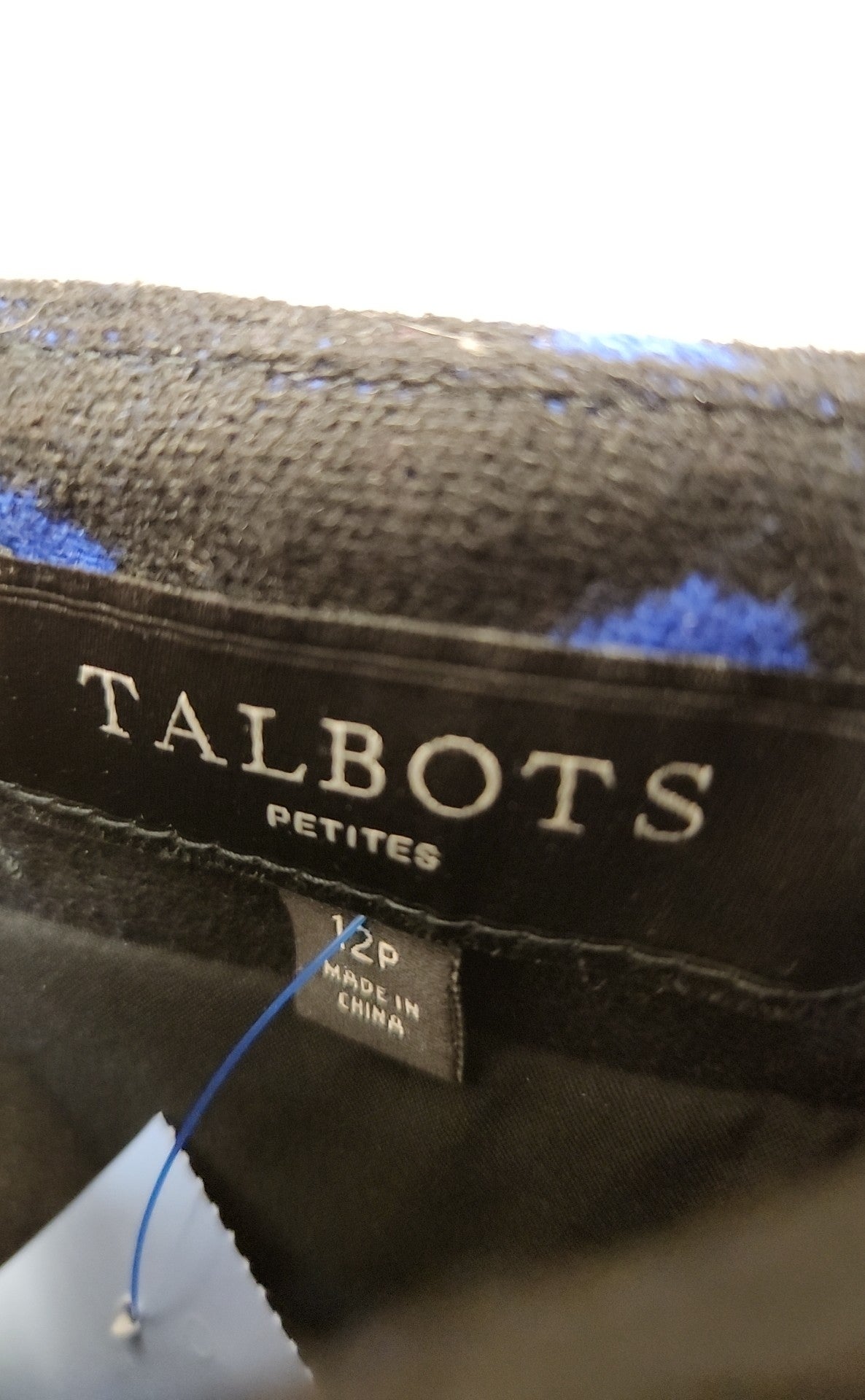 Talbots Women's Size 12 Petite Black & Blue Polka Dot Skirt