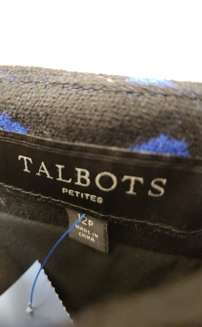 Talbots Women's Size 12 Petite Black & Blue Polka Dot Skirt