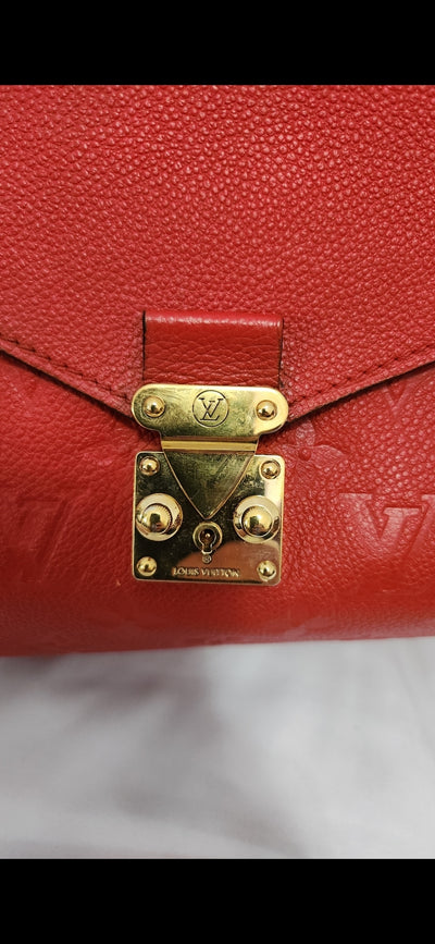 COA Louis Vuitton Red Leather Monogram Empreinte Metis Hobo Bag Purse Shoulder