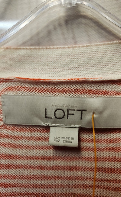 Loft Women's Size XS Red & White Cardigan