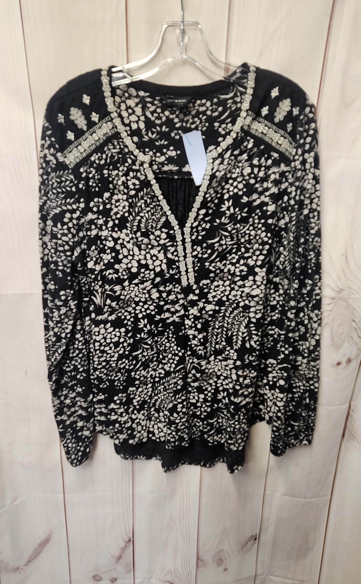 Lucky Brand Women's Size XL Black Floral Long Sleeve Top