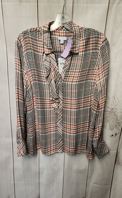 NWT J Jill Women's Size S Petite Black & Pink Long Sleeve Top