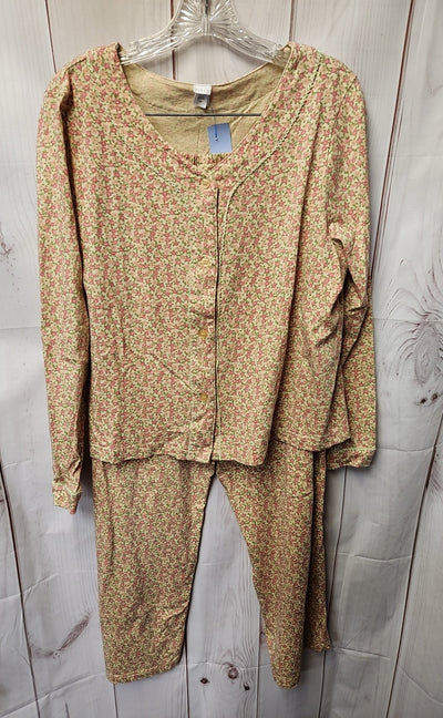 Pink Women's Size L Yellow Floral Pajamas