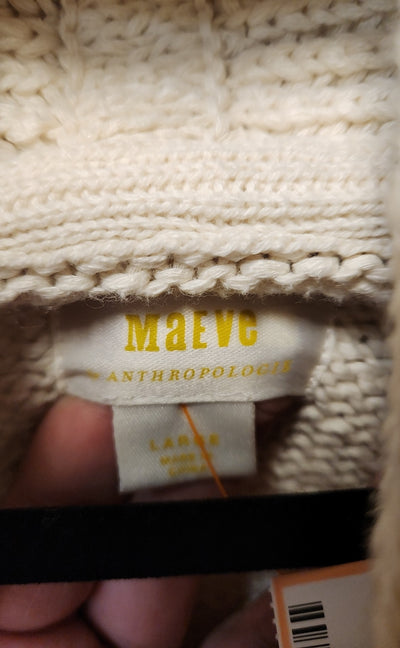 Maeve Anthropologie Horse Horseshoe Duffel Women's Size L White Cardigan Sweater