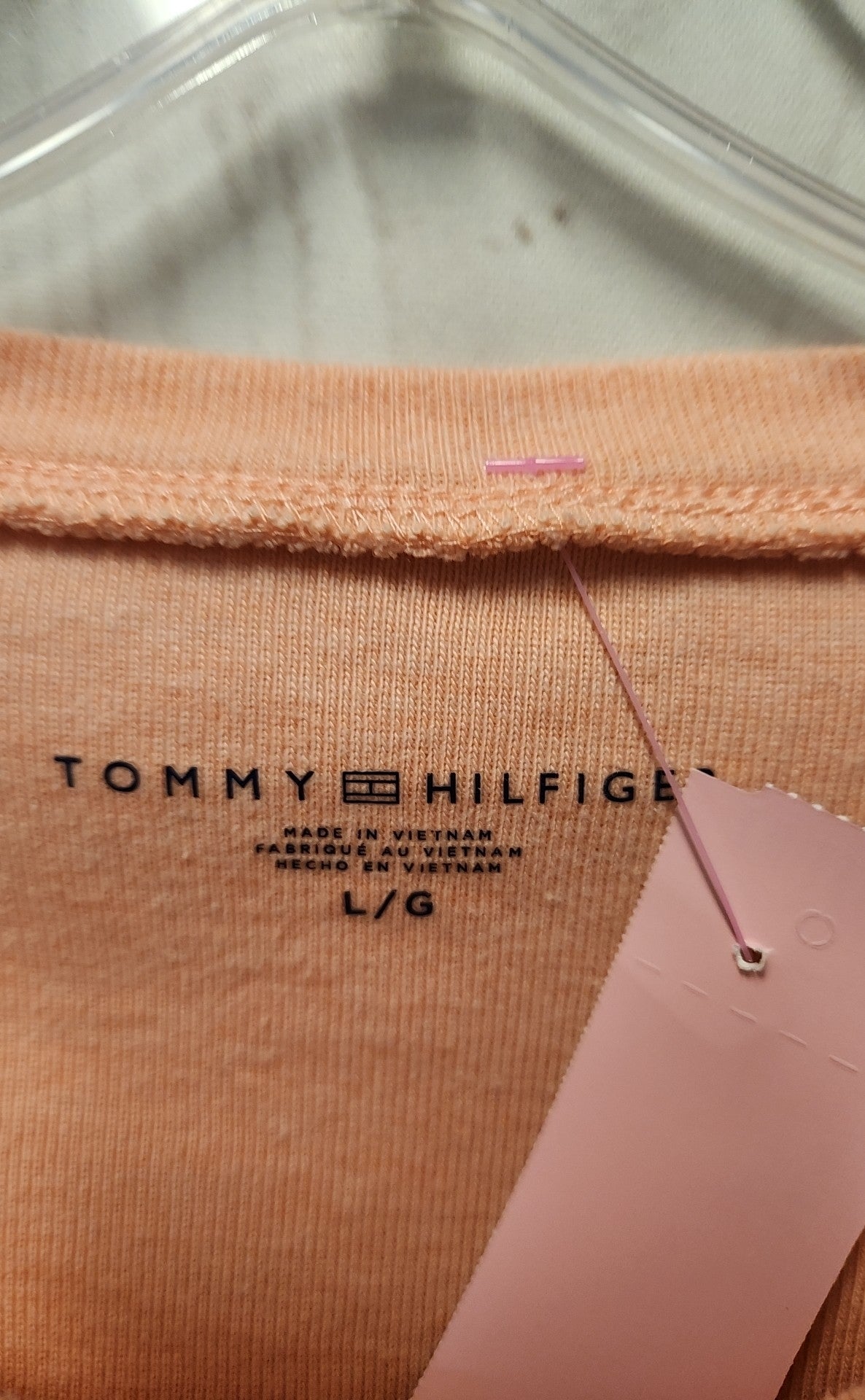 Tommy Hilfiger Women's Size L Peach Short Sleeve Top