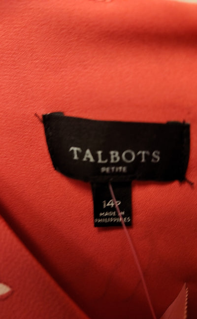 Talbots Women's Size 14 Petite Pink Floral Dress