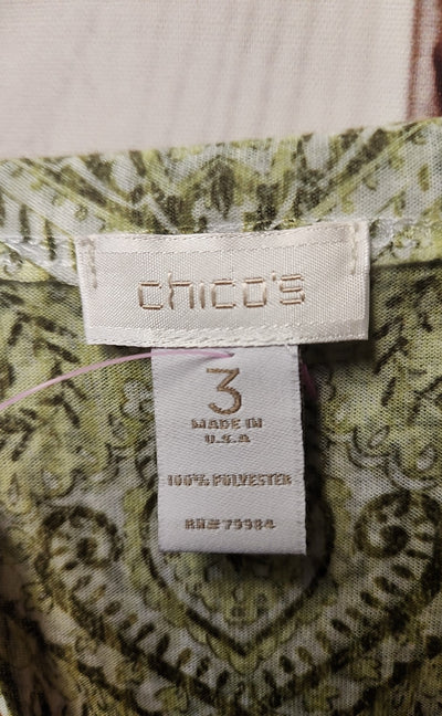 Chico's Women's Size 3 = US XL Green Short Sleeve Top