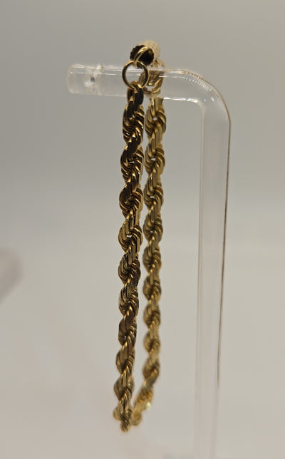 14K Yellow Gold Rope 7" Bracelet 11.3 grams