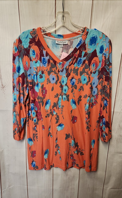 NorthStyle Women's Size M Pink & Blue Floral 3/4 Sleeve Top