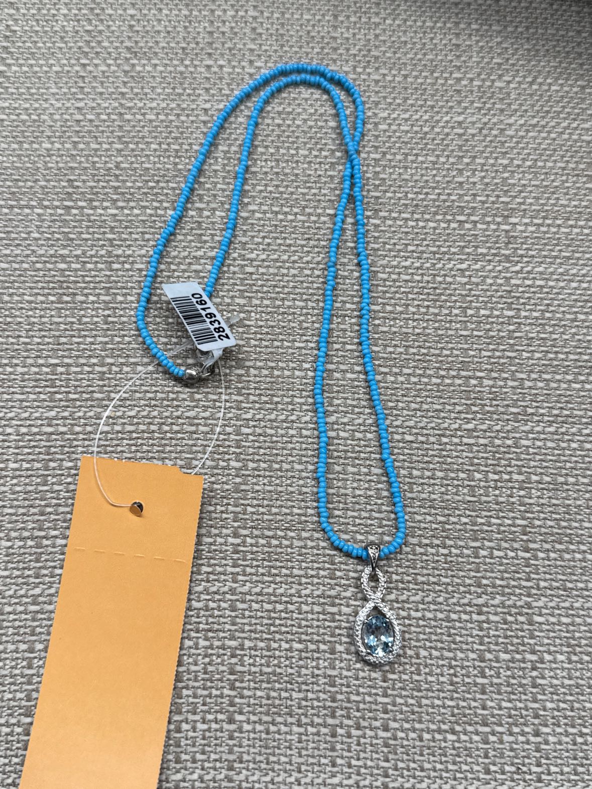 .925 Sterling Silver Blue Stones Beaded Necklace