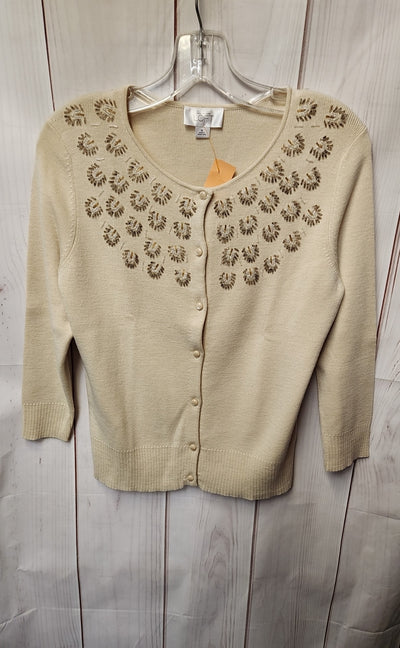 Loft Women's Size M Beige Beaded Cardigan