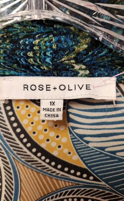 Rose & Olive Women's Size 1X Blue & Green Cardigan