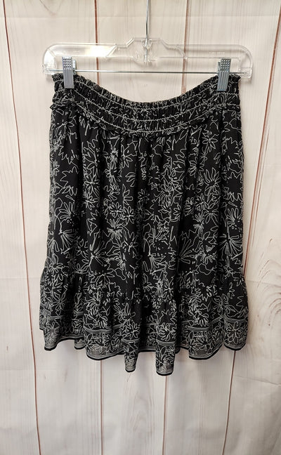 Max Studio Women's Size L Black Floral Skirt