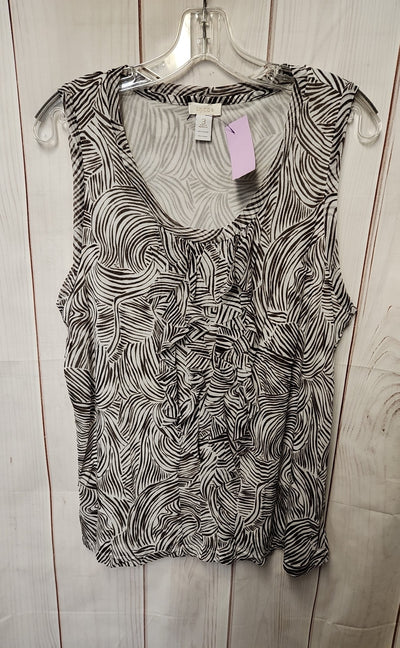 Chico's Women's Size 3 = US XL White & Brown Sleeveless Top