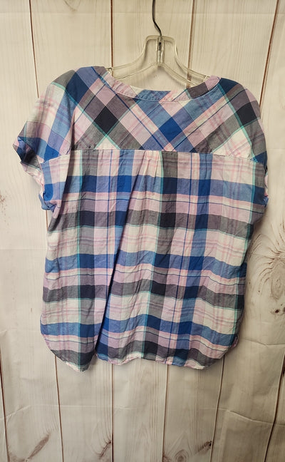 Talbots Women's Size L Pink & Blue Short Sleeve Top