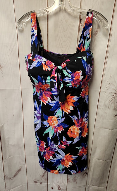 NWT FullFitAll Women's Size 16 Black Floral Swim Top