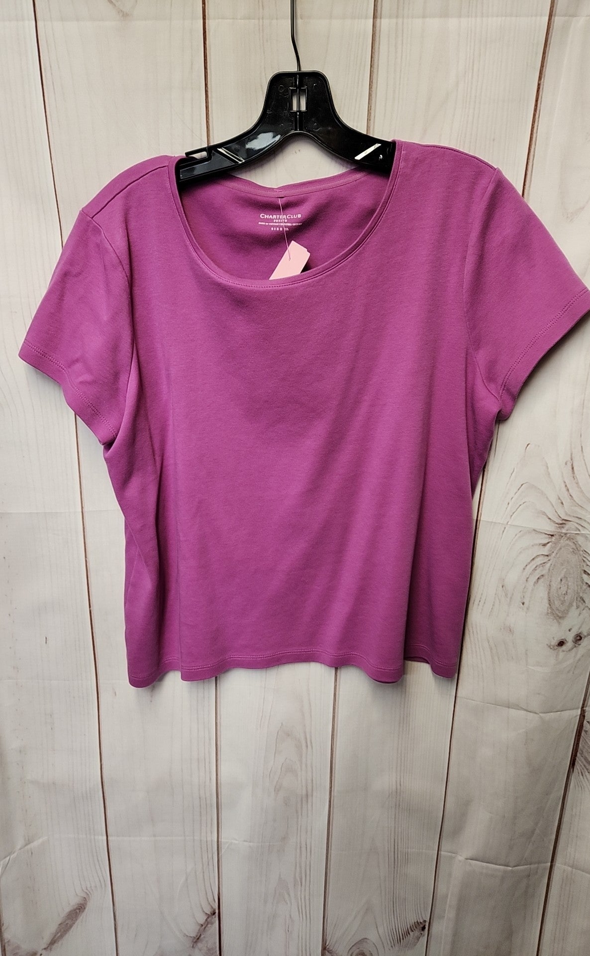 Charter Club Women's Size L Petite Purple Short Sleeve Top