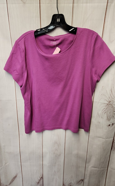 Charter Club Women's Size L Petite Purple Short Sleeve Top