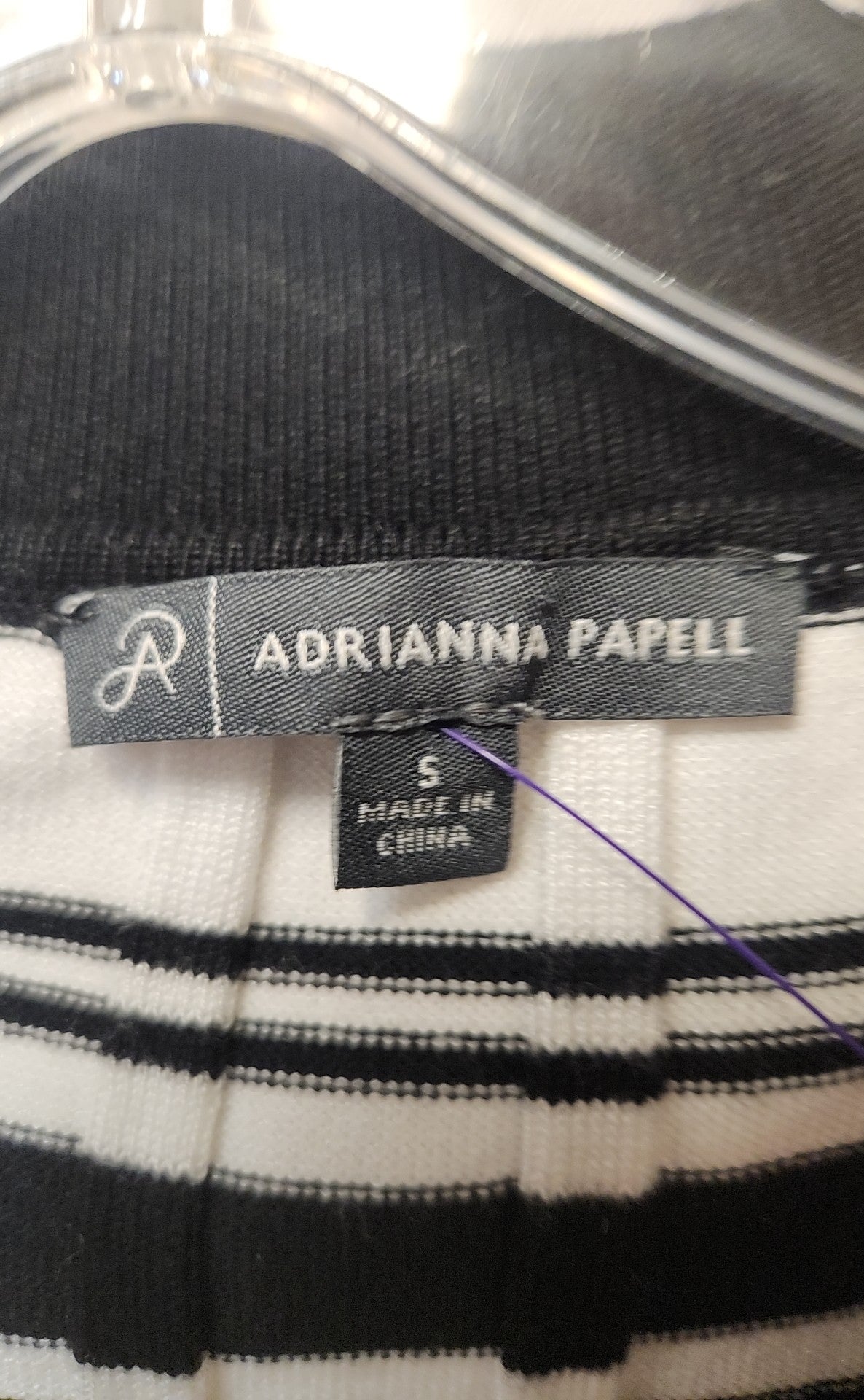 Adrianna Papell Women's Size S White & Black Short Sleeve Top